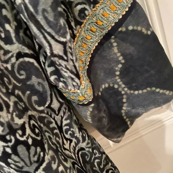 Soft Surroundings Aurora Patchwork Velvet Cardigan Boho Casual Hippie LG - Picture 3 of 6